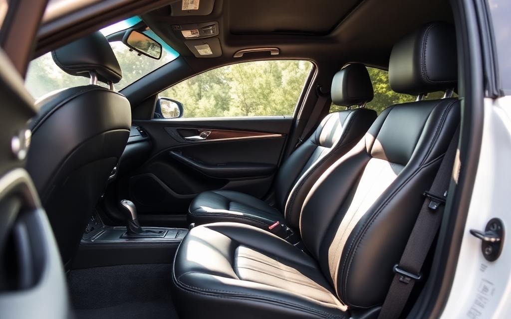 Pristine luxury car interior with detailed leather seats