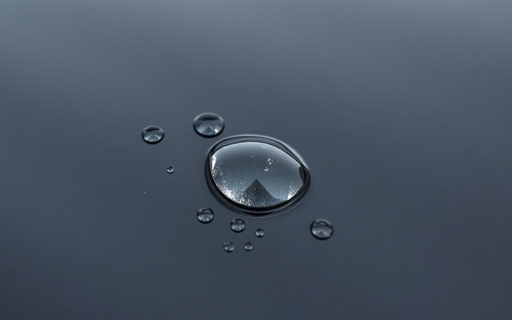 Water beading on a ceramic coated car hood